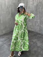 پیراهن بلند آبرنگی کد 240076 - تصویر 4