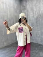 شومیز جیب طرحدار کد 220218 - تصویر 2