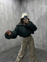 کاپشن نیم تنه شطرنجی کد 200232 - تصویر 4
