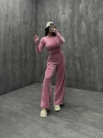 ست نیم تنه و شلوار مخمل کد 160221 - تصویر 2
