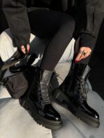 نیم بوت ورنی نگین دار کد 140351 - تصویر 3