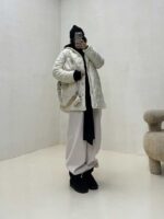 کاپشن لوزی دوزی کلاهدار کد 200429 - تصویر 7