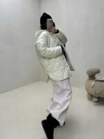 کاپشن لوزی دوزی کلاهدار کد 200429 - تصویر 8