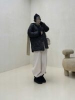 کاپشن لوزی دوزی کلاهدار کد 200429 - تصویر 3