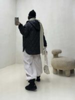 کاپشن لوزی دوزی کلاهدار کد 200429 - تصویر 4