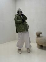 کاپشن لوزی دوزی کلاهدار کد 200429 - تصویر 5