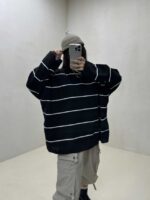 بلوز بافتی راه راه کد 200526 - تصویر 3