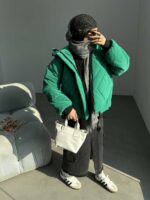 کاپشن بادکنکی جیب لوزی کد 200524 - تصویر 3