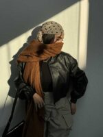 کاپشن چرم سرشانه زیپدار کد 200465