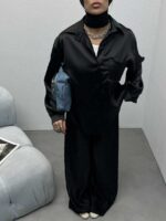 شومیز ساتن جیب هلال کد 220287 - تصویر 3