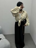 شلوار بگ پلیسه کد 100984 - تصویر 2