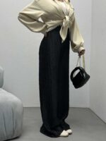 شلوار بگ پلیسه کد 100984 - تصویر 4