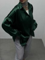 شومیز ساتن ساده کد 220273 - تصویر 3