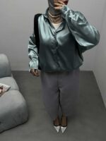 شومیز ساتن ساده کد 220273 - تصویر 2