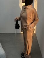 ست شومیز و شلوار مات کد 160437 - تصویر 9
