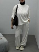 ست تیشرت و شلوار سوزنی کد 160436 - تصویر 2