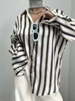شومیز ساتن راه راه کد 220333 - تصویر 4