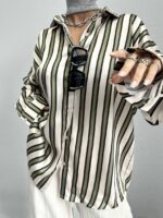 شومیز ساتن راه راه کد 220333 - تصویر 6