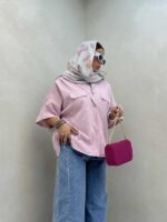 شومیز طرح جیب کد 220372 - تصویر 4