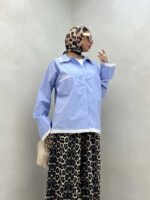 شومیز یقه مردانه کد 220376 - تصویر 2