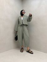 ست مانتو و شلوار یقه پهن کد 160544 - تصویر 7