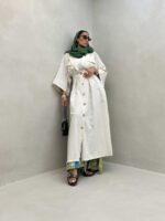 پیراهن بلند دکمه دار کد 240139 - تصویر 7