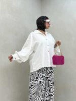 شومیز لینن آستین پیله کد 220387 - تصویر 5