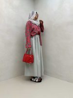 شومیز دو رنگ طرحدار کد 220447 - تصویر 5