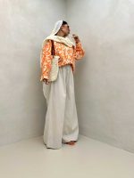 شومیز دو رنگ طرحدار کد 220447 - تصویر 2