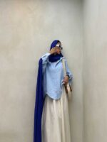 شومیز نوار دار پاستیلی کد 220448 - تصویر 6