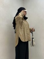 شومیز گیپور آستین دکمه کد 220450 - تصویر 3
