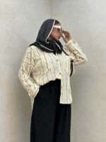شومیز گیپور آستین دکمه کد 220450