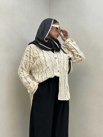 شومیز گیپور آستین دکمه کد 220450