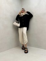 شومیز گیپور آستین دکمه کد 220450 - تصویر 6