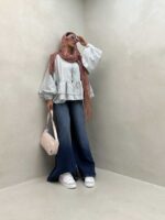 شومیز پاپیونی گت دار کد 220466 - تصویر 2
