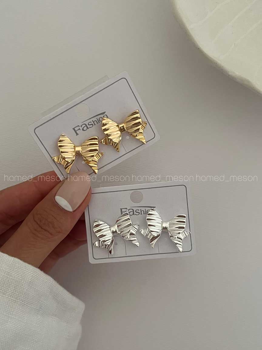 AWHQ4271 گوشواره پاپیونی شیاردار کد 310204 - تصویر 1