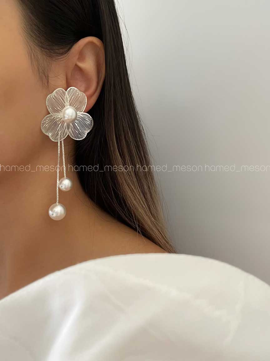 CNGP9934 گوشواره گل آویز دار کد 310123 - تصویر 1