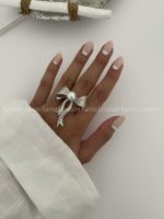 انگشتر پاپیونی تک مروارید کد 310213 - تصویر 3