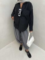 شومیز پشت هلال 5 دکمه کد 220467 - تصویر 8