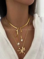گردنبند پکی تک مروارید کد 310222 - تصویر 2