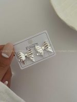 گوشواره پاپیونی شیاردار کد 310204 - تصویر 2