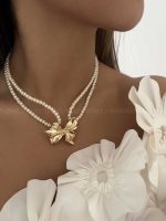 گردنبند دو بند پاپیونی کد 310210