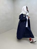مانتو بلند جین رودوخت کد 200654 - تصویر 7