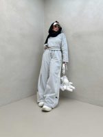 ست دورس و شلوار آستین نوار کد 160651 - تصویر 7