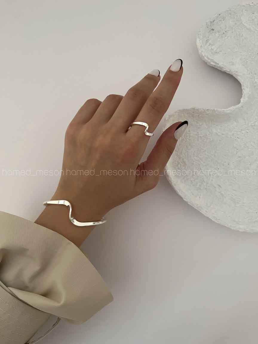 EOKW9915 ست دستبند و انگشتر موج کد 310353 - تصویر 1