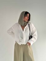 شومیز لینن جلوگره کد 220495 - تصویر 13
