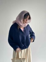 شومیز لینن جلوگره کد 220495 - تصویر 5