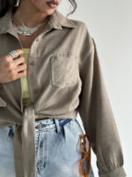 شومیز جلو گره تک جیب کد 220519 - تصویر 24