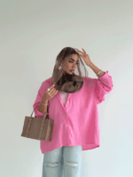 شومیز پشت چاک لینن کد 220512 - تصویر 5