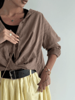 شومیز جلو گره راه راه کد 220571 - تصویر 6